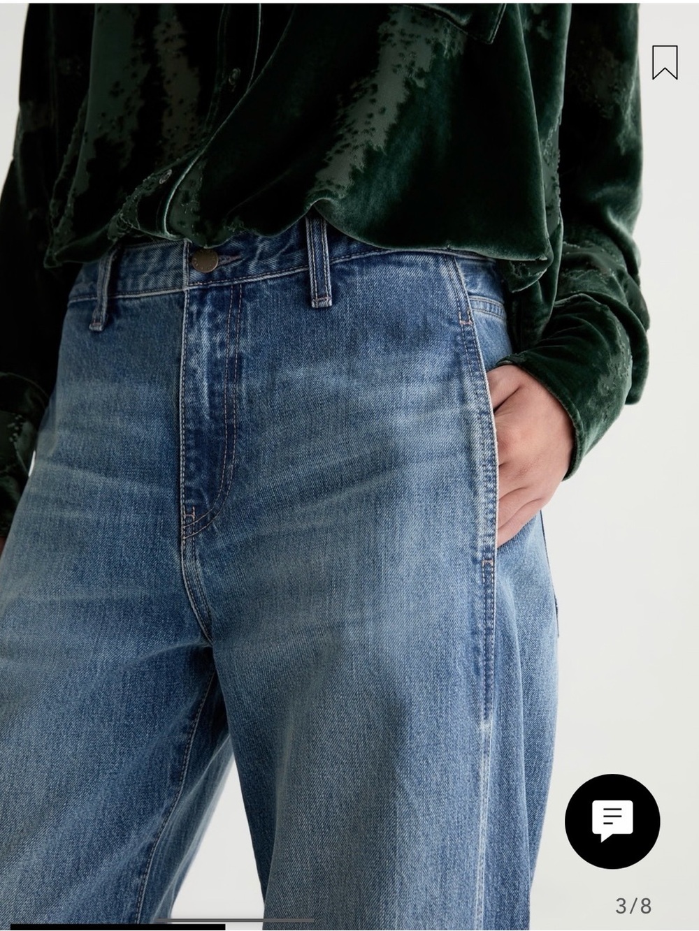 AG Adriano Goldschmied Barrel High-Rise cuffed Jeans in Medium Blue - Picture 2 of 10